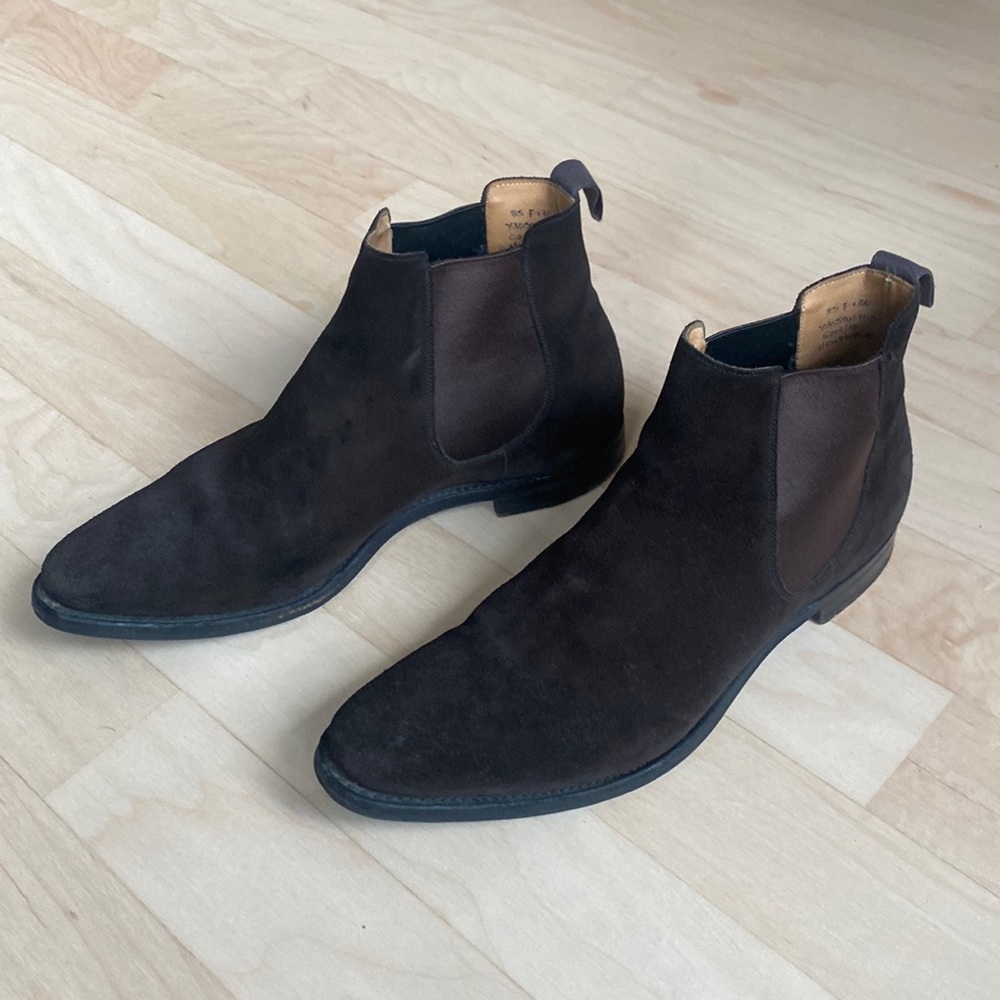 Churches dark brown suede chelsea boot